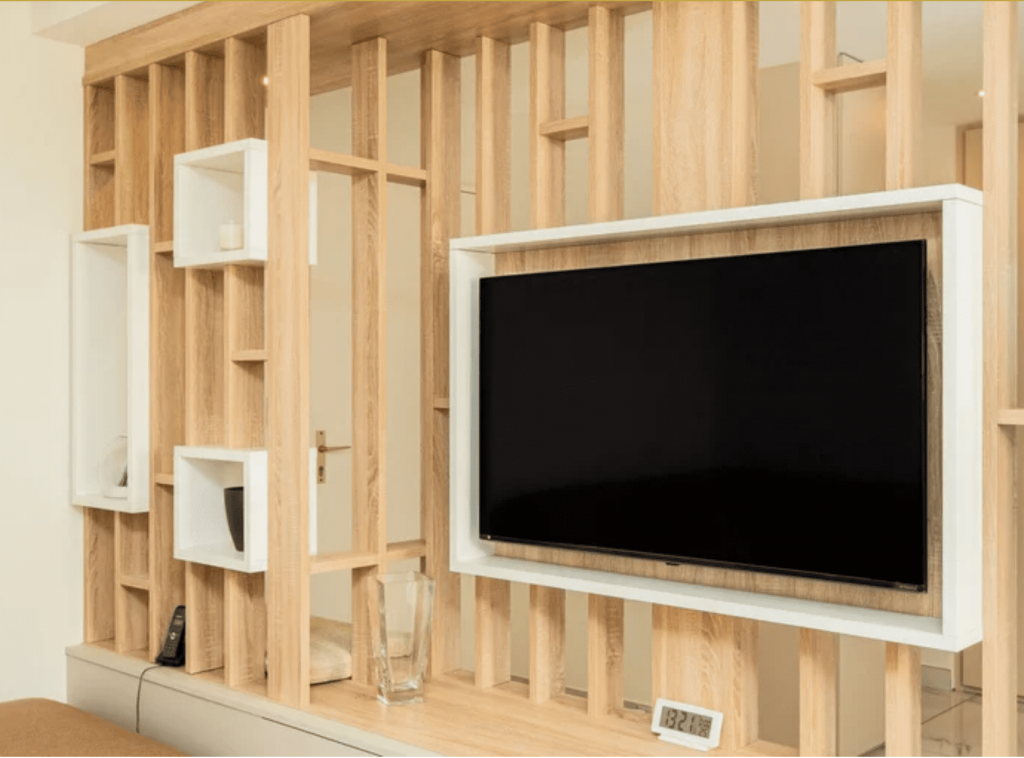 meuble télévision en bois claustra sur mesure
