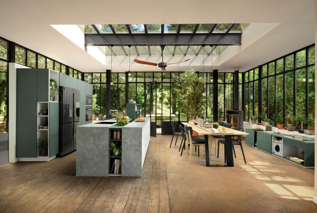 cuisine moderne ambiance jardin interieur schmidt