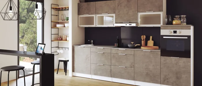 cuisine taupe effet beton pour les petits budgets conforama